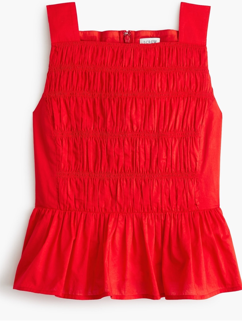 J. Crew Red Smocked Peplum Top